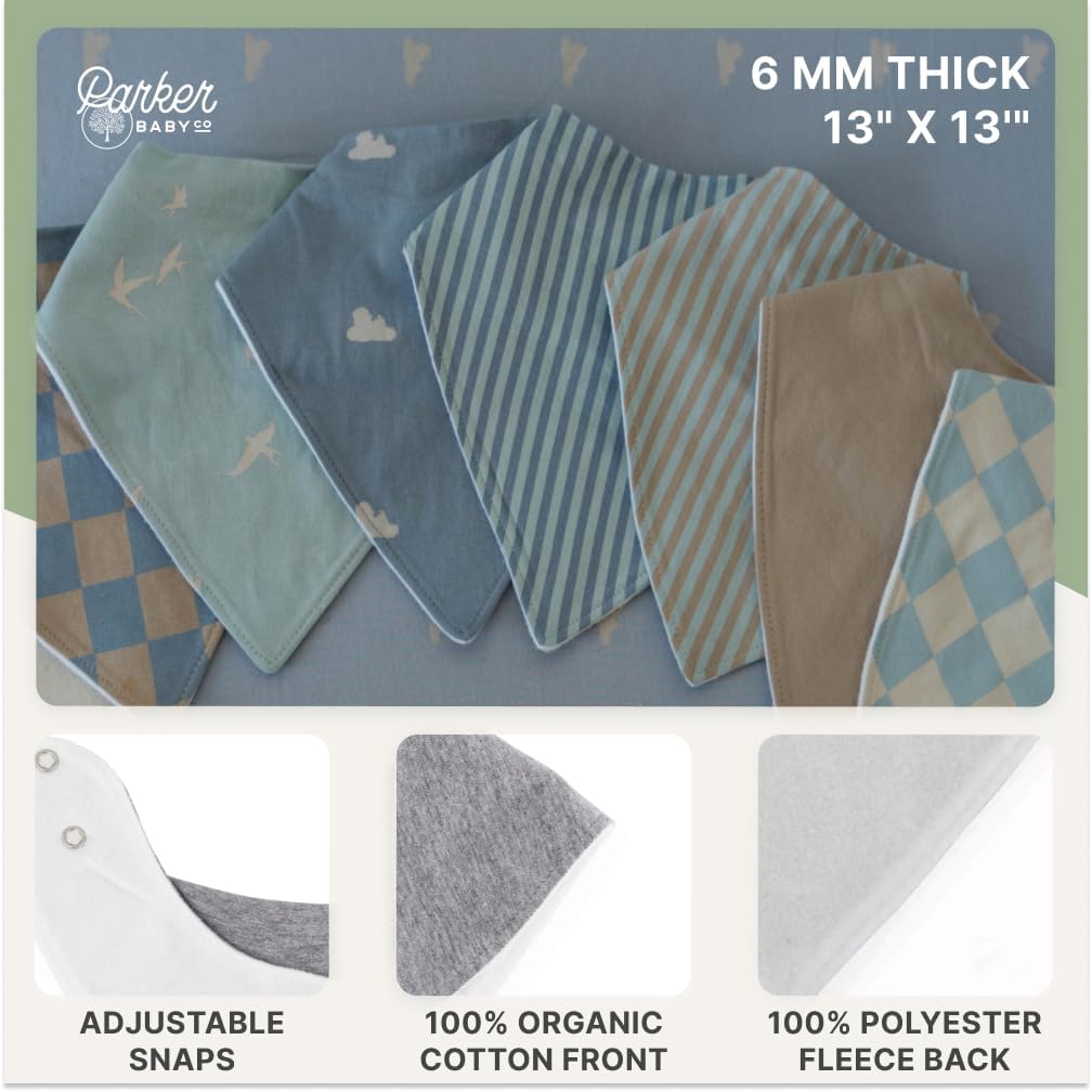 Parker Baby Co. Soft Bandana Drool Bibs for Baby Boys & Girls, 4pk & 8pk