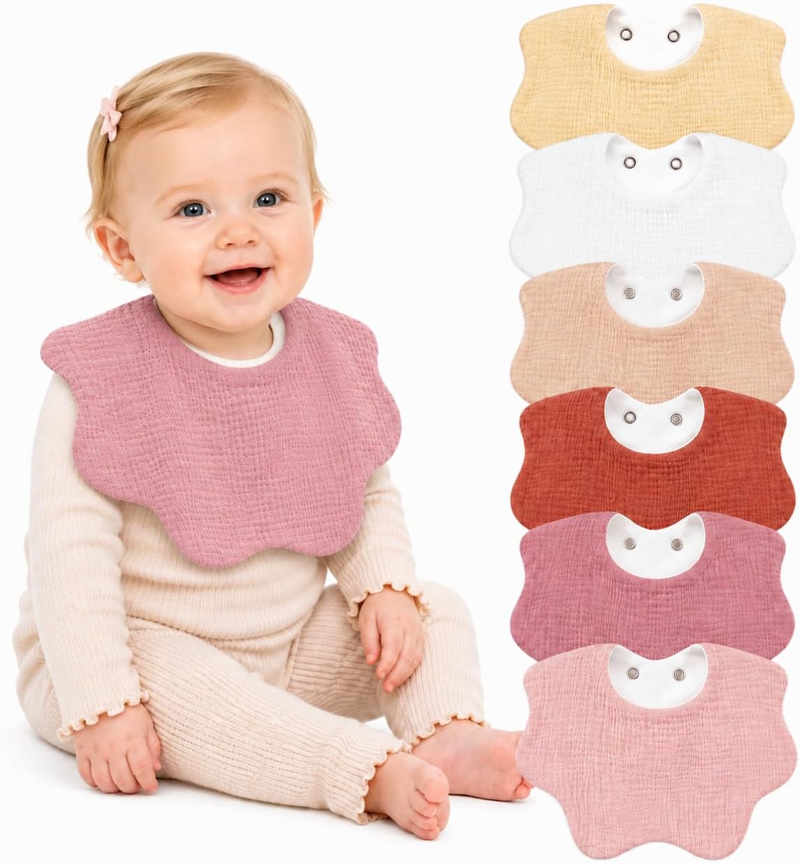 NISXABEBE 6 Pack Baby Muslin Bandana Bibs for Drooling and Teething