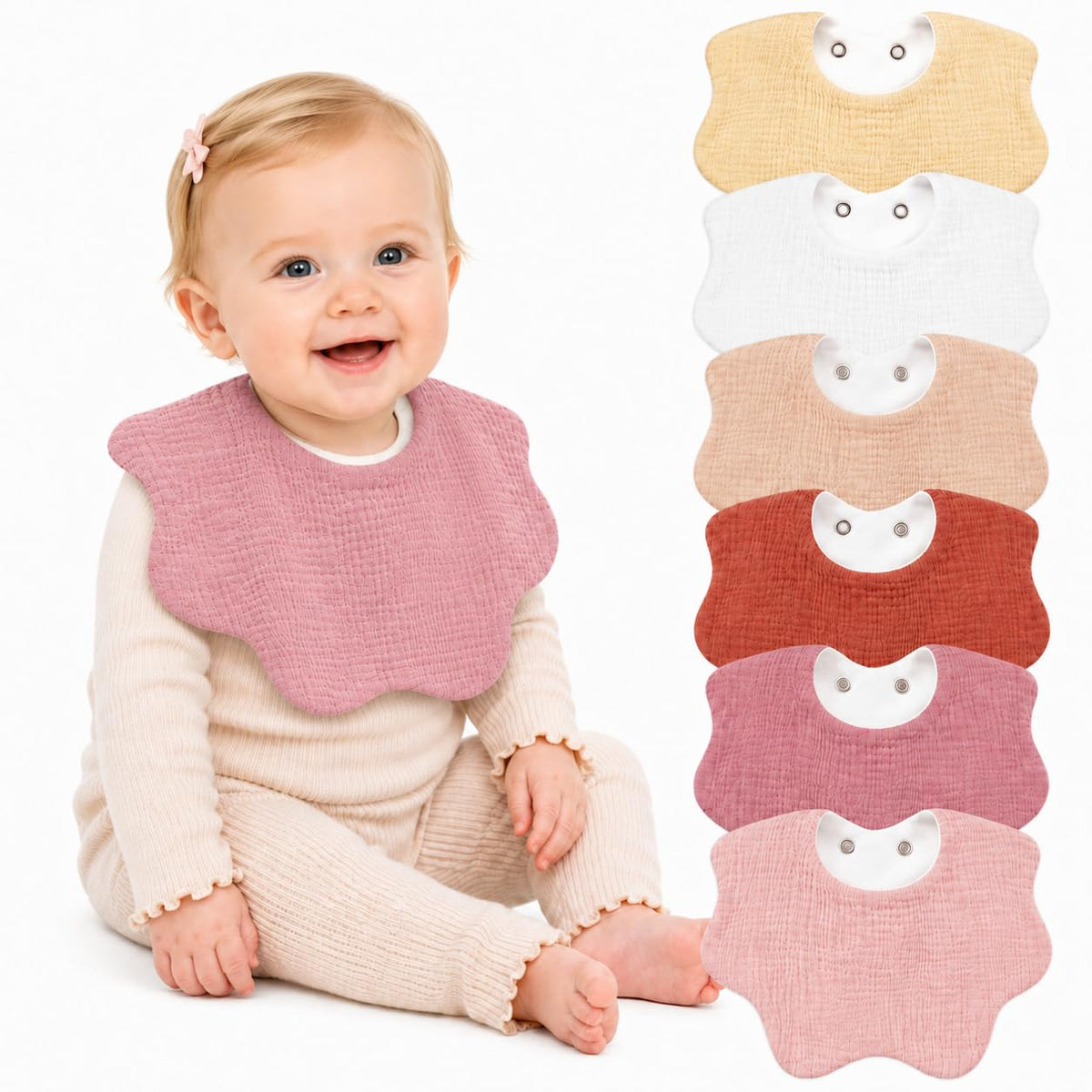 NISXABEBE 6 Pack Baby Muslin Bandana Bibs for Drooling and Teething