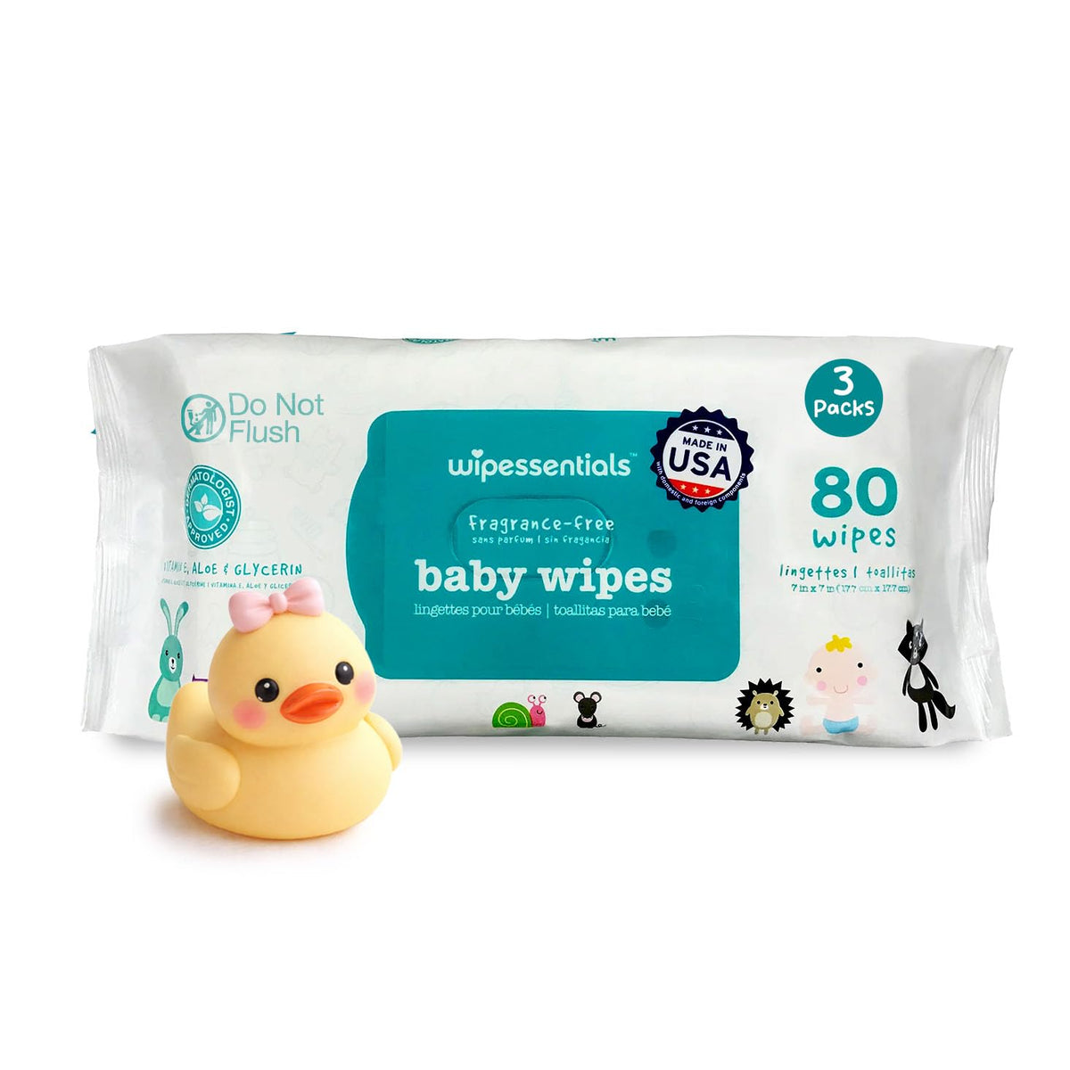 WipeEssentials Baby Wipes for Newborn Care, Unscented - 3 Pack 240 Count