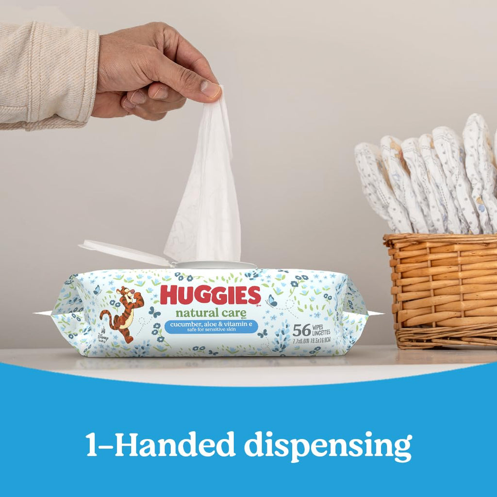 Huggies Natural Care Cucumber, Aloe & Vit E Baby Wipes, 3 Packs, 168 Wipes