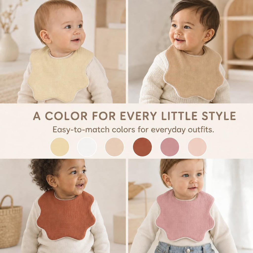 NISXABEBE 6 Pack Baby Muslin Bandana Bibs for Drooling and Teething