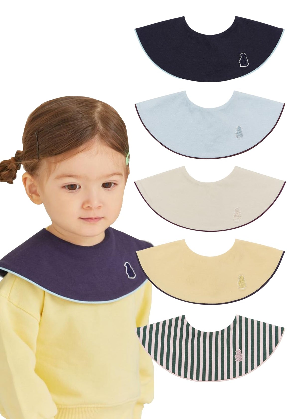 Konny Baby Bib 3/5/7-Pack Set, 360 ° Rotate, Soft and Absorbent Drooling for Toddler Boys Girls Baby Essentials
