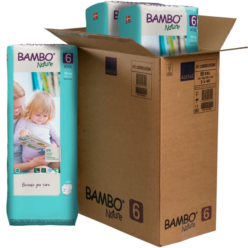 Bambo Nature Hypoallergenic Baby Diapers, Eco-Labeled Diapers, Enhanced Leakage Protection, Totally Chlorine-Free, Skin Friendly, and Super Absorbent - Size 2 (30 Count)