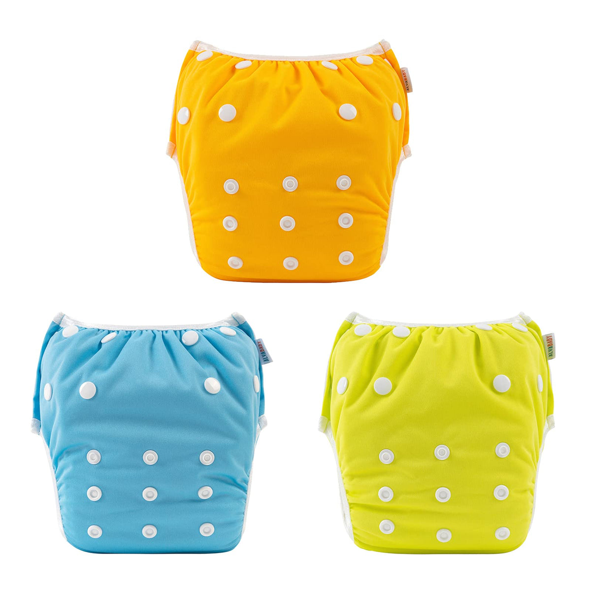 ALVABABY 3pcs Swim Diapers Baby & Toddler Snap One Size Reusable Adjustable Baby Boy Large Fish&sea-Plant 3ZSWY02