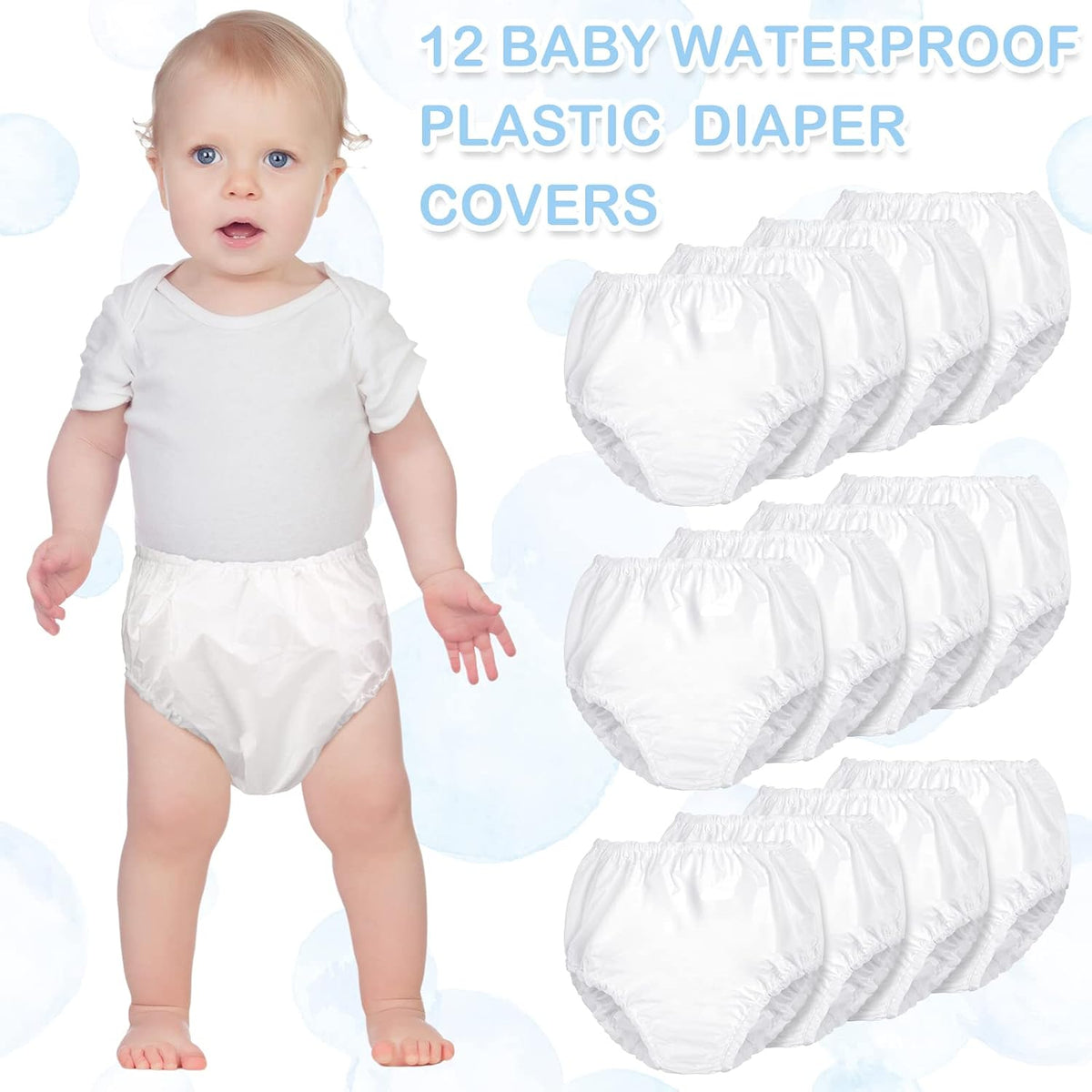 Funtery 12 Pack Plastic Potty Training Pants Waterproof Diaper