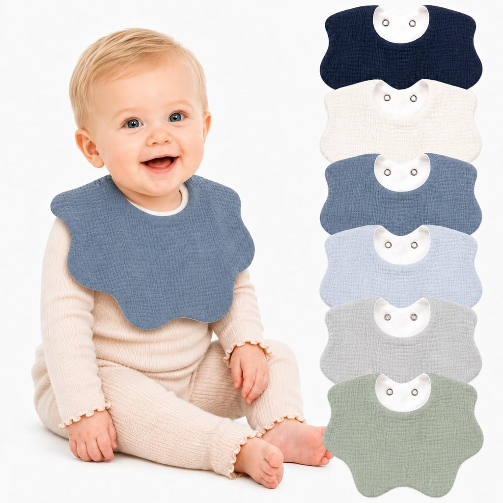 NISXABEBE 6 Pack Baby Muslin Bandana Bibs for Drooling and Teething