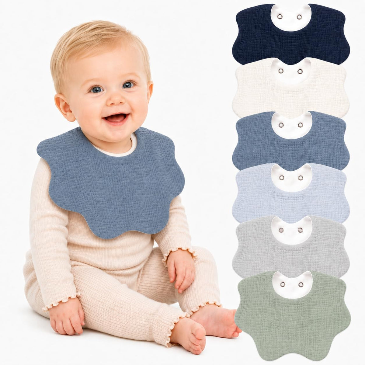 NISXABEBE 6 Pack Baby Muslin Bandana Bibs for Drooling and Teething