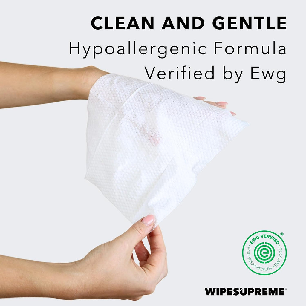 Wipesupreme Compostable Wipes, Hypoallergenic for Sensitive Skin, EWG Verified, Moisturizing with Hyaluronic Acid, Newborn Friendly, On-the-Go, 100 Count (4 Pack)