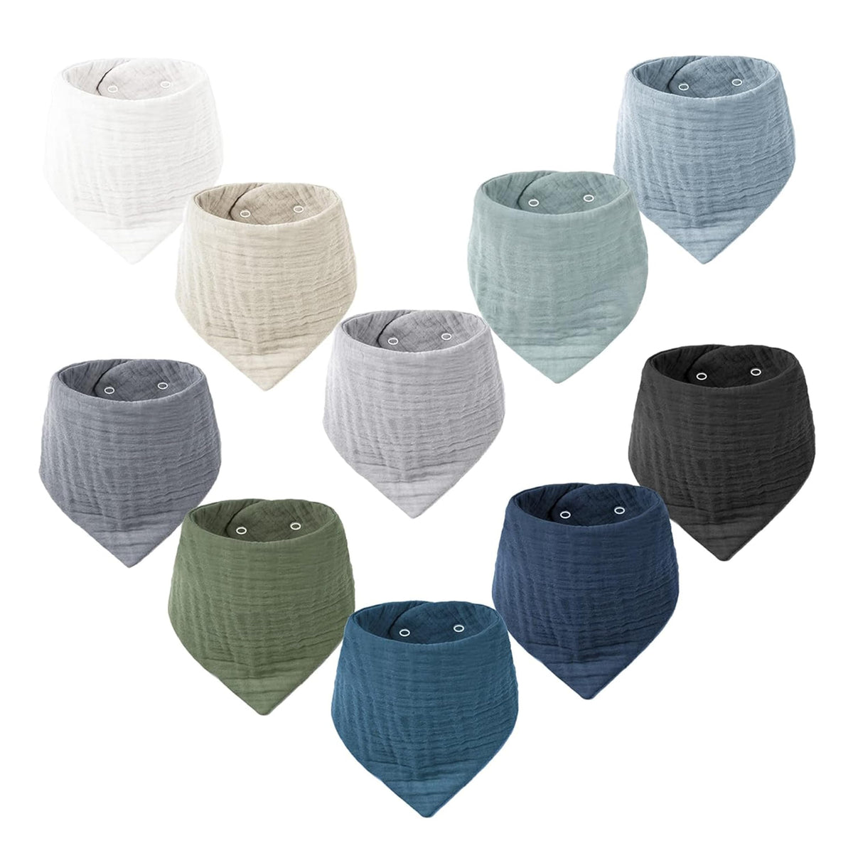 Konssy 10 Pack Baby Muslin Bandana Bibs for Drooling and Teething