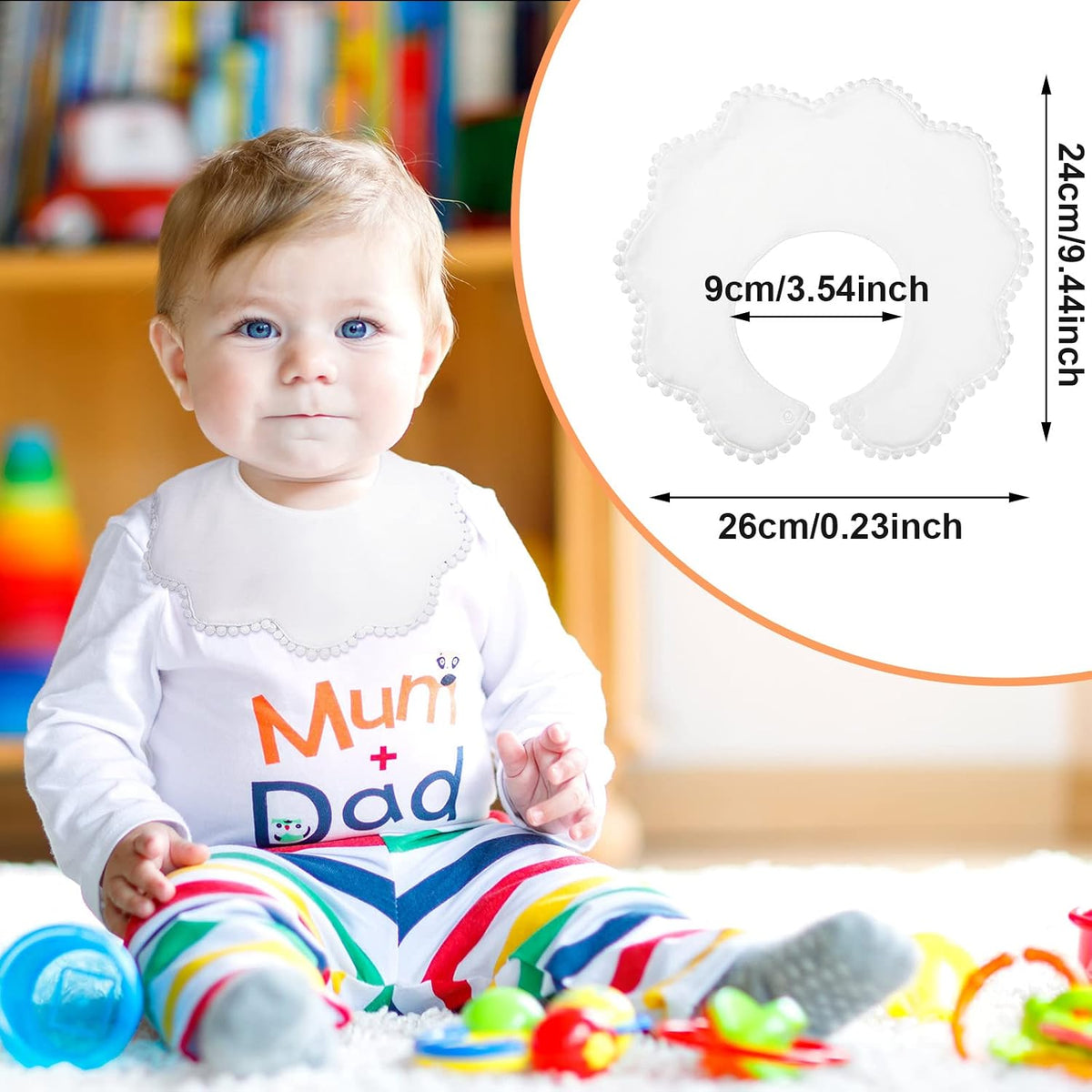 JenPen Pcs White Baby Girl Bibs Bandana Muslin 360 Drool Teething