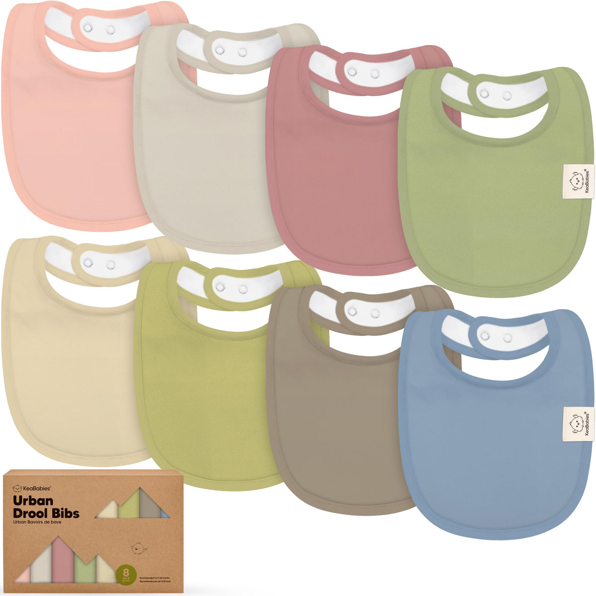 KeaBabies 8-Pack Organic Baby Bibs for Drooling and Teething (Sweet Charm)