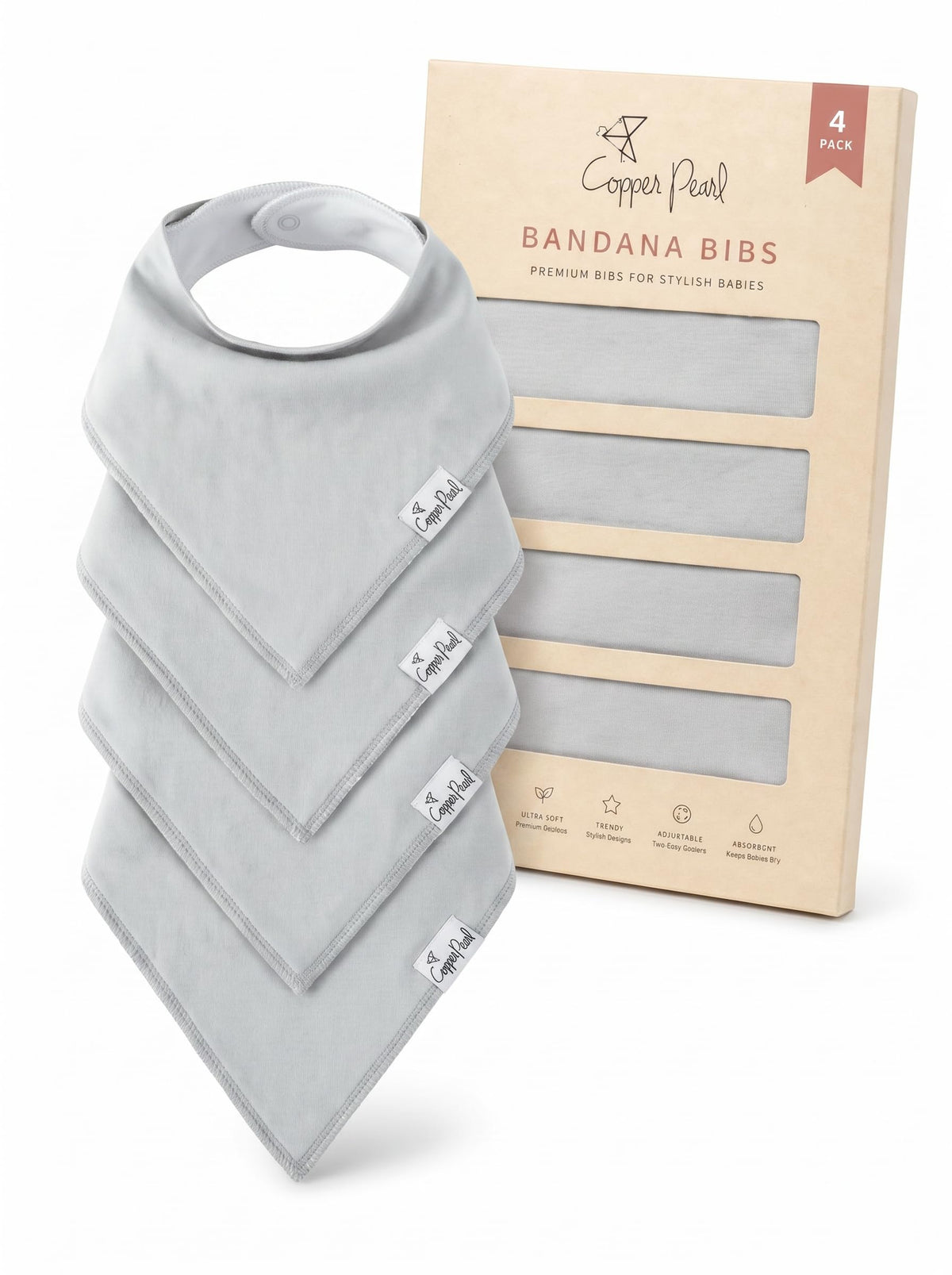 Copper Pearl Baby Bibs 4 Pack & 6 Pack, Bandana Drool Bibs for Baby Girl & Boy, Soft Cotton Bibs for Drooling and Teething