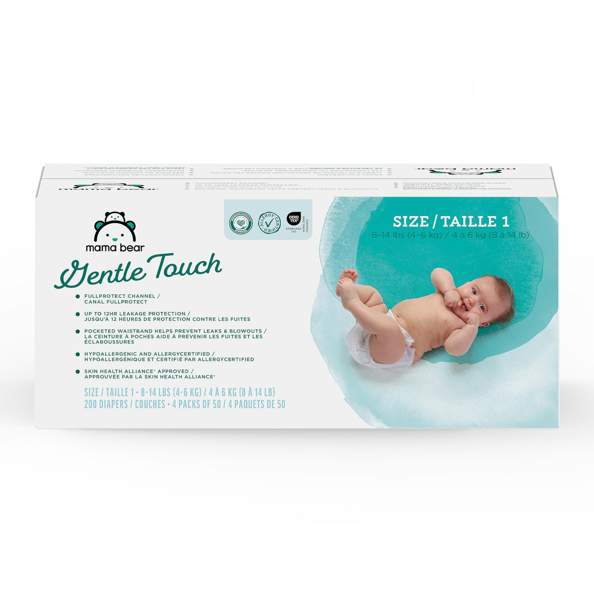 Amazon Brand - Mama Bear Gentle Touch Baby Diapers, Formulated without Fragrance, Size 4, 148 Count (4 packs of 37), with Skin Protection and Leak Protection