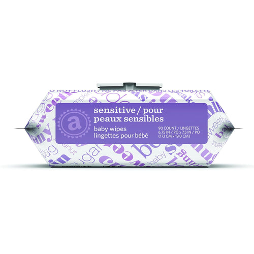 Amazon Elements Baby Wipes, Sensitive, Unscented, Cleans Gently, 810 Count, Flip-Top Packs, Pack of 9