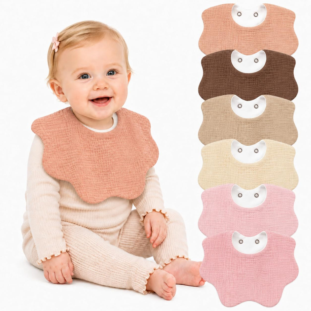 NISXABEBE 6 Pack Baby Muslin Bandana Bibs for Drooling and Teething