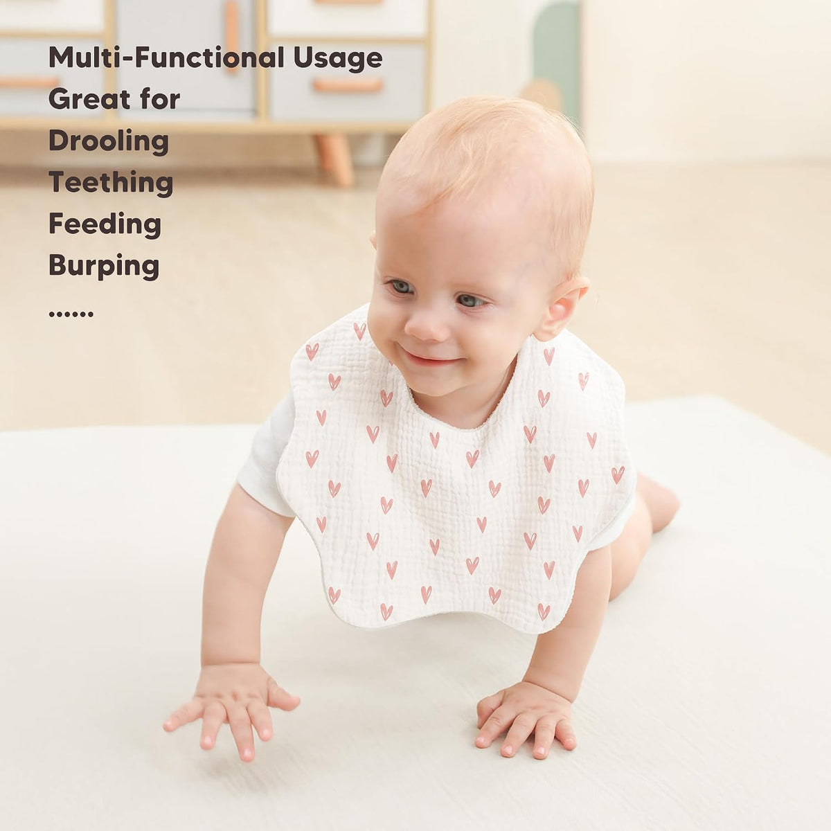 Bearmoss Baby Bibs for Drooling & Teething 8 Pack Muslin Cotton Bibs