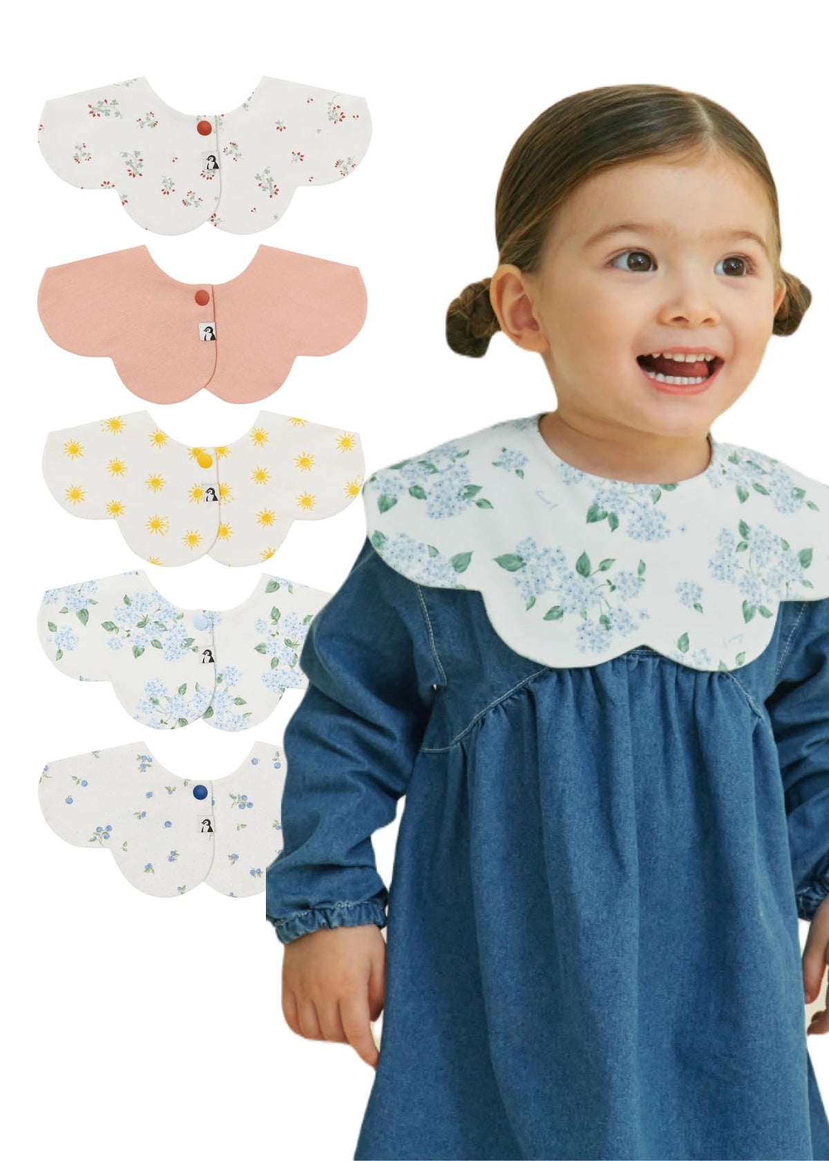 Konny Baby Bib 3/5/7-Pack Set, 360 ° Rotate, Soft and Absorbent Drooling for Toddler Boys Girls Baby Essentials