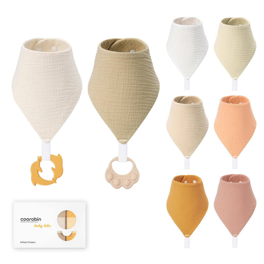 8-Pack Muslin Baby Bibs for Drooling and Teething