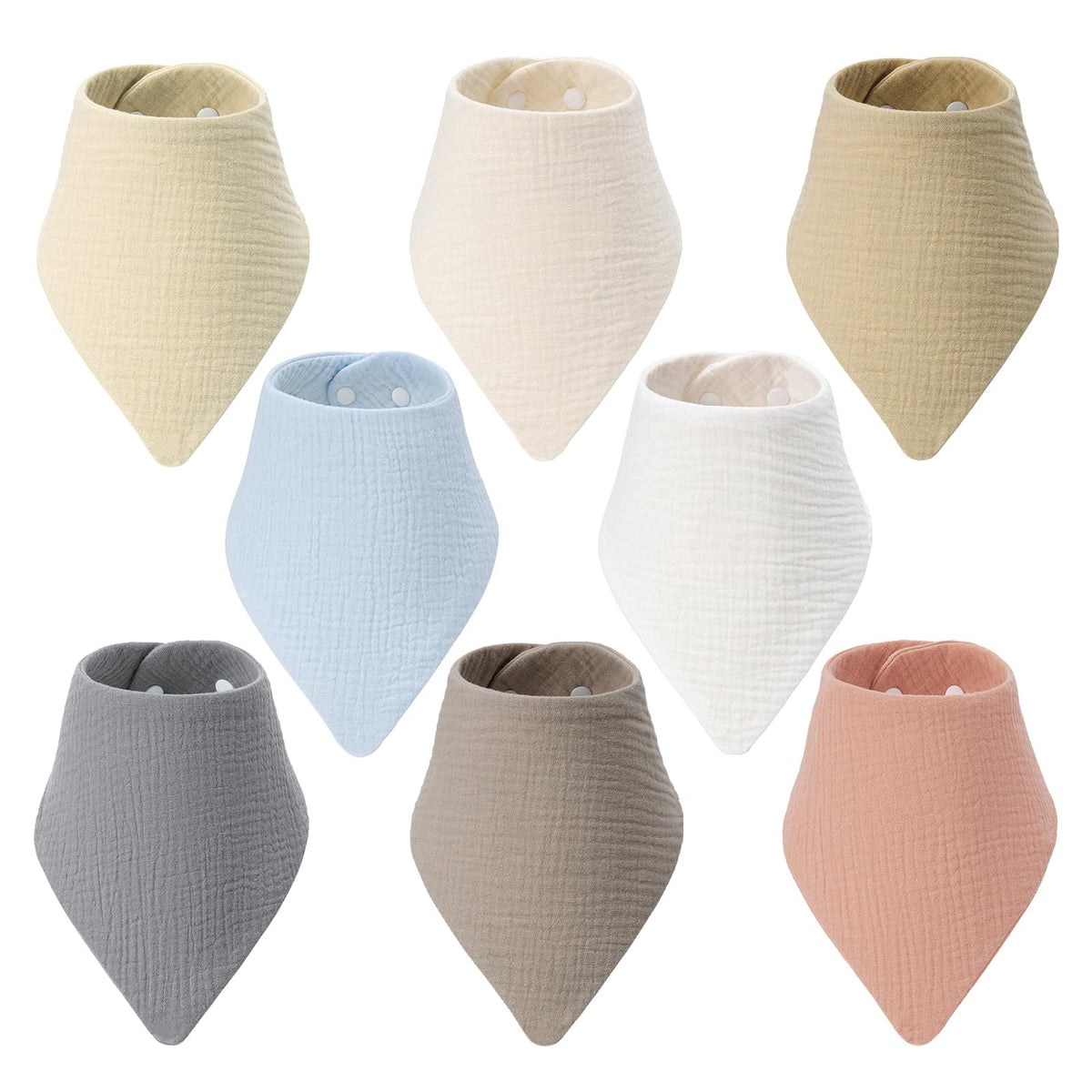8-Pack Muslin Baby Bibs for Drooling and Teething
