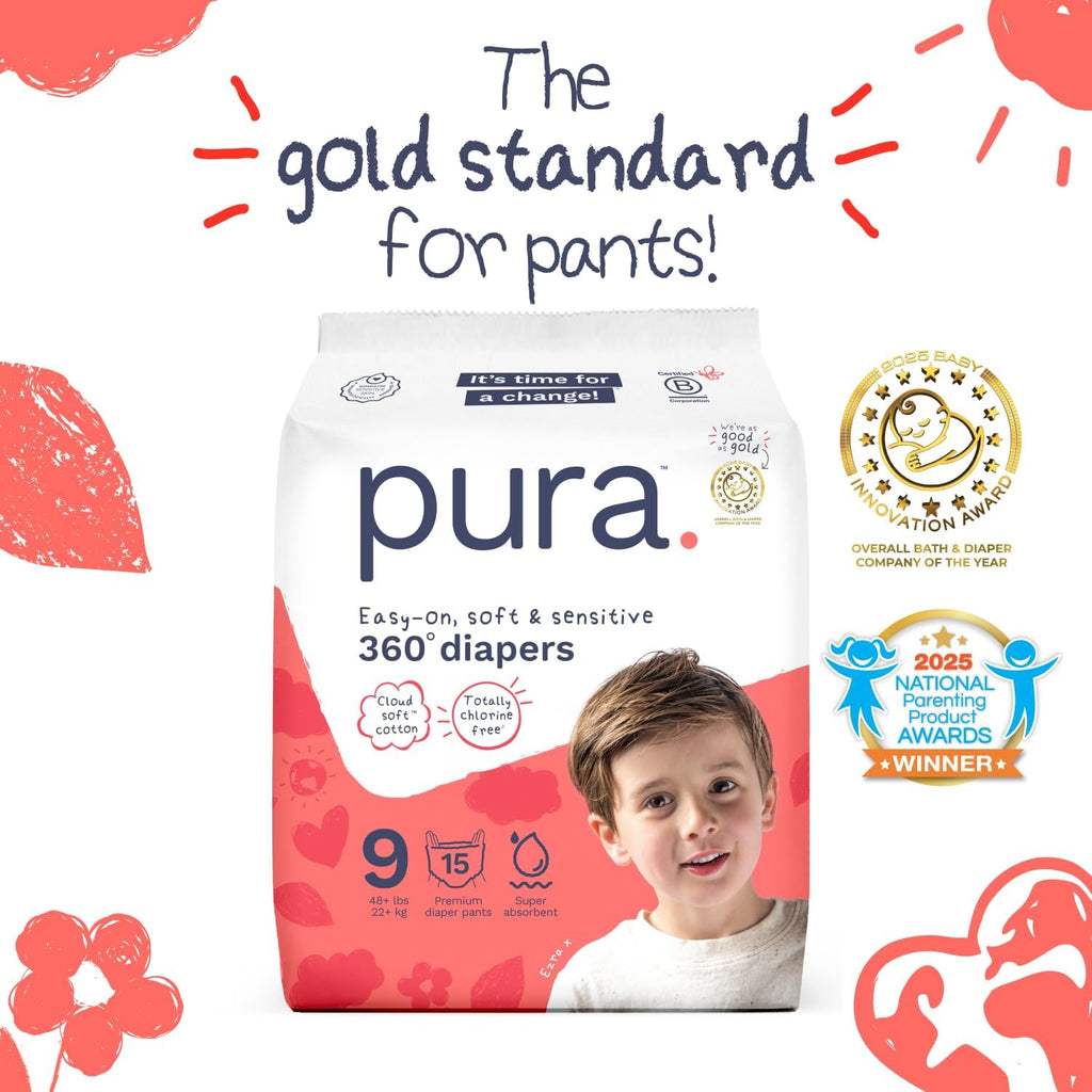 Pura 360° Stretch Diaper Pants Size 9 (48+ lbs) 45 Count