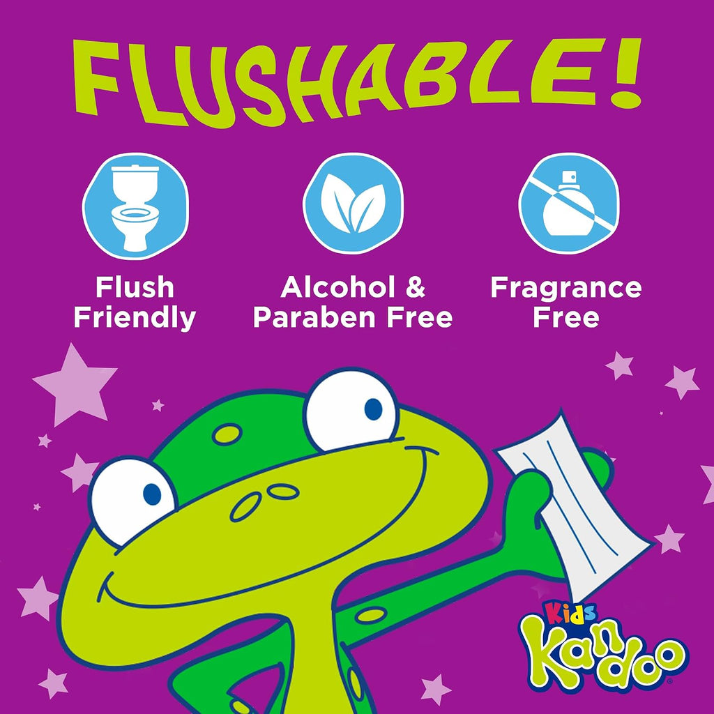 Flushable Wipes for Baby and Kids by Kandoo, Sensitive and Unscented Formula, Hypoallergenic Potty Training Wet Cleansing Cloths, 42 Count, Pack of 12