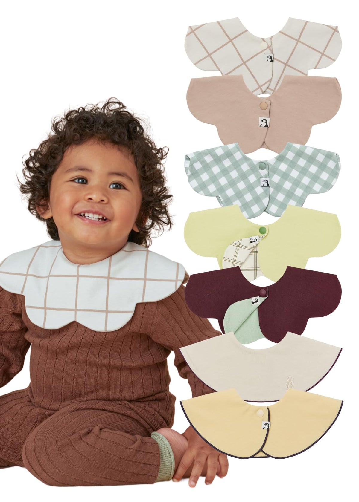 Konny Baby Bib 3/5/7-Pack Set, 360 ° Rotate, Soft and Absorbent Drooling for Toddler Boys Girls Baby Essentials