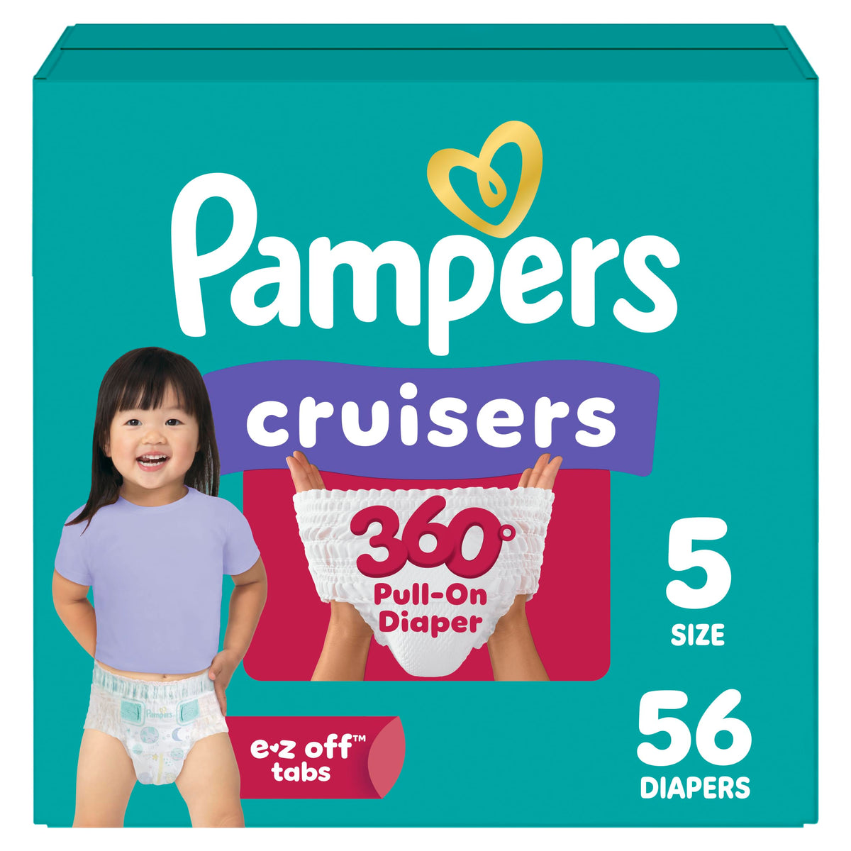 Pampers Diapers - Cruisers 360° - Size 7, 17 Count, up to 100% Leakproof Fit, Designed for Active Babies, Pull On Diaper