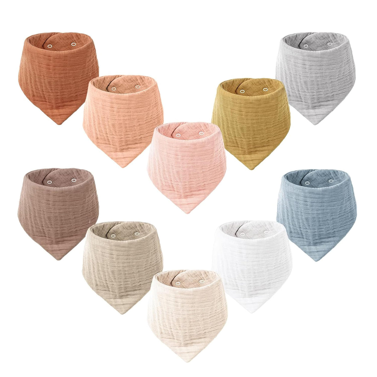 Konssy 10 Pack Baby Muslin Bandana Bibs for Drooling and Teething