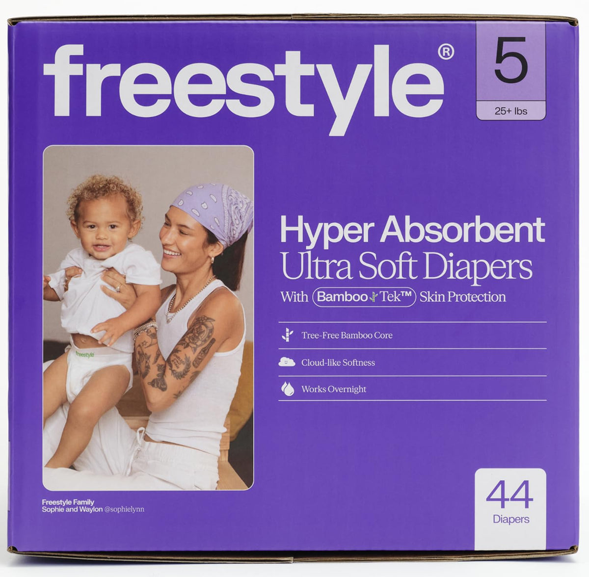 Freestyle BambooTek Diapers – (Size 4) Hyper Absorbent & Non-Toxic – Disposable Diapers for Sensitive Skin – Ultra Soft Diapers (22-37 lbs) – 144 Count
