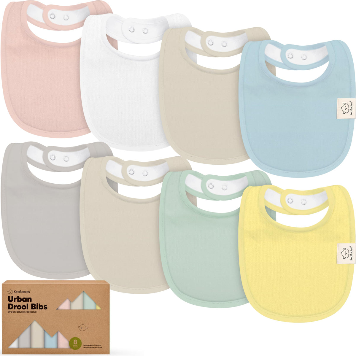 KeaBabies 8-Pack Organic Baby Bibs for Drooling and Teething (Sweet Charm)