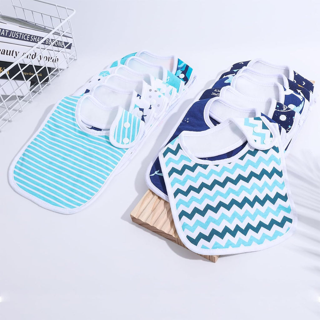 Baby Bibs Soft and Absorbent Cotton Bandana Bibs Set for Boys Girls Newborn Unisex Plain Color 3-36 Months