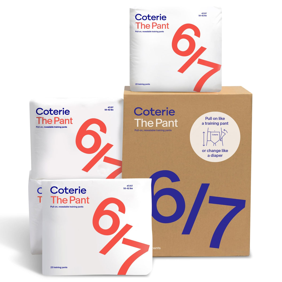 Coterie The Pant, Size 6 Refastenable Training Pants (4T/5T, 33-62lbs)