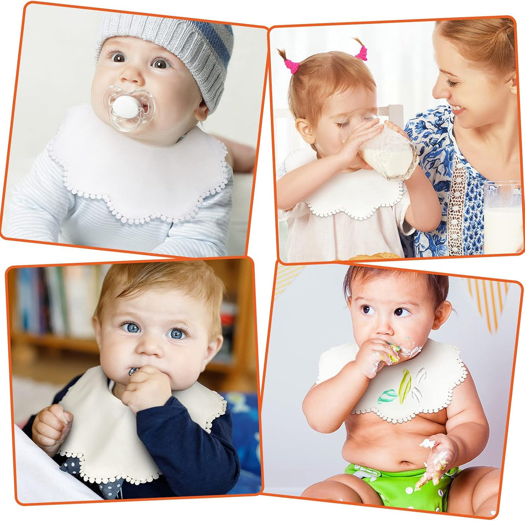 JenPen Pcs White Baby Girl Bibs Bandana Muslin 360 Drool Teething