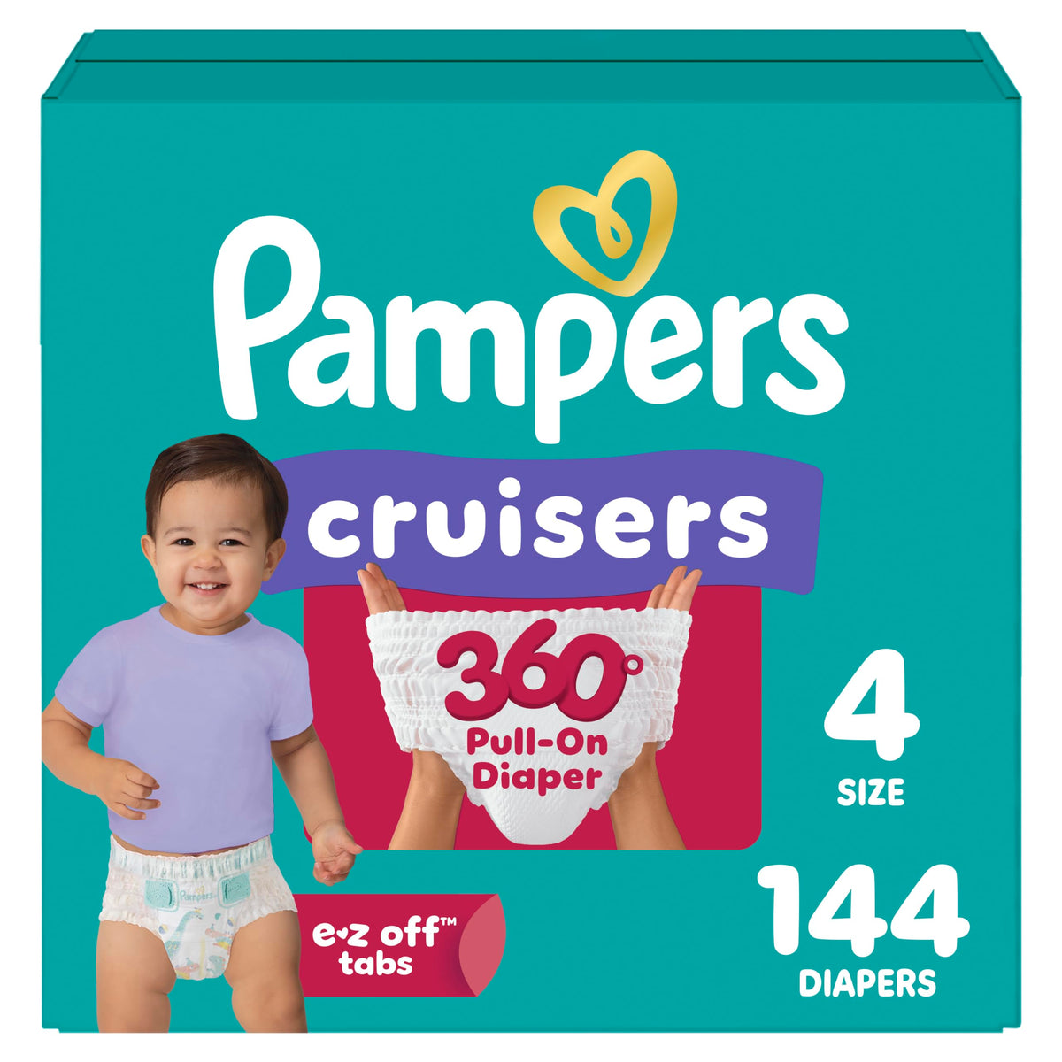 Pampers Diapers - Cruisers 360° - Size 7, 17 Count, up to 100% Leakproof Fit, Designed for Active Babies, Pull On Diaper