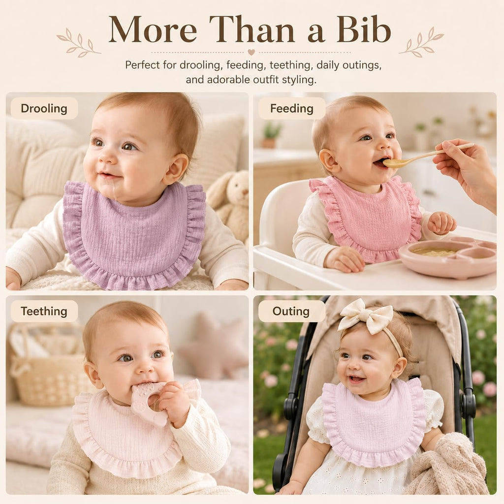 NISXABEBE Baby Muslin Bibs,6 Pcs Drool Bandana Bibs for Baby Girl Drooling and Teething,Soft and Absorbent Cotton for Newborn