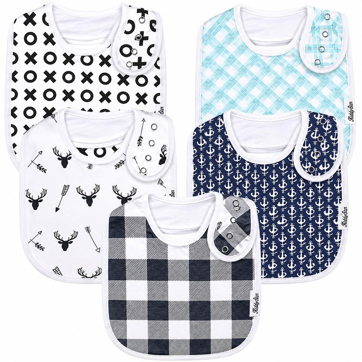 KiddyStar Premium Organic Cotton Bibs for Drooling & Teething Babies