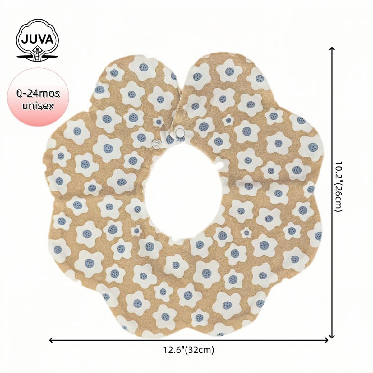 JUVA 6-Pack Organic Cotton Drool Bibs for Baby Girl or Boy, 360° Rotating