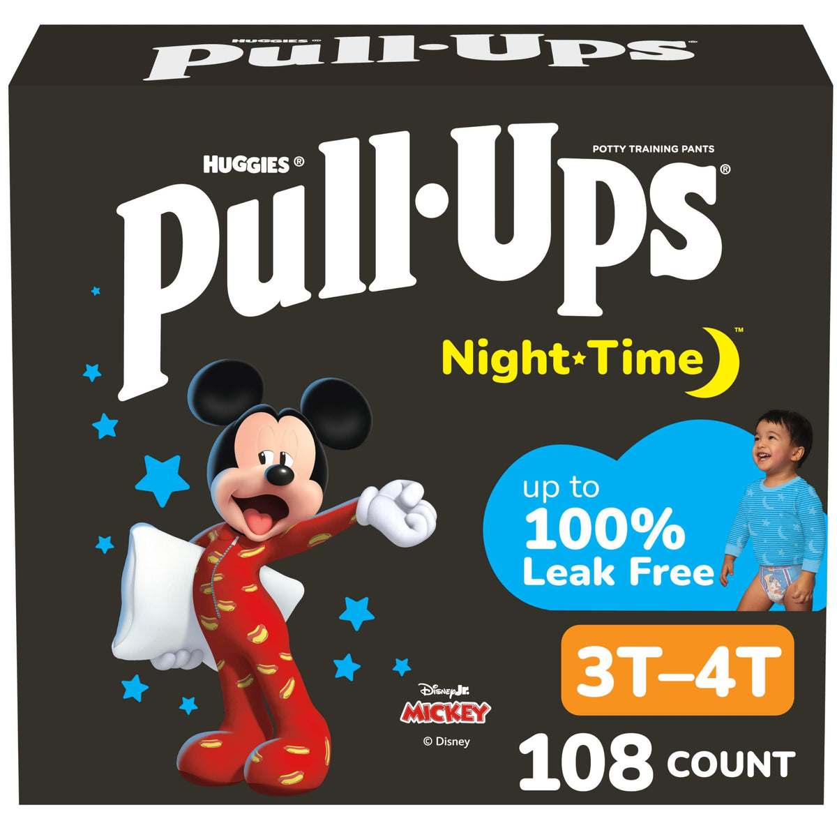 Pull-Ups Boys' Night-Time Potty Training Pants, Size 3T-4T Overnight Training Underwear (32-40 lbs), 60 Ct