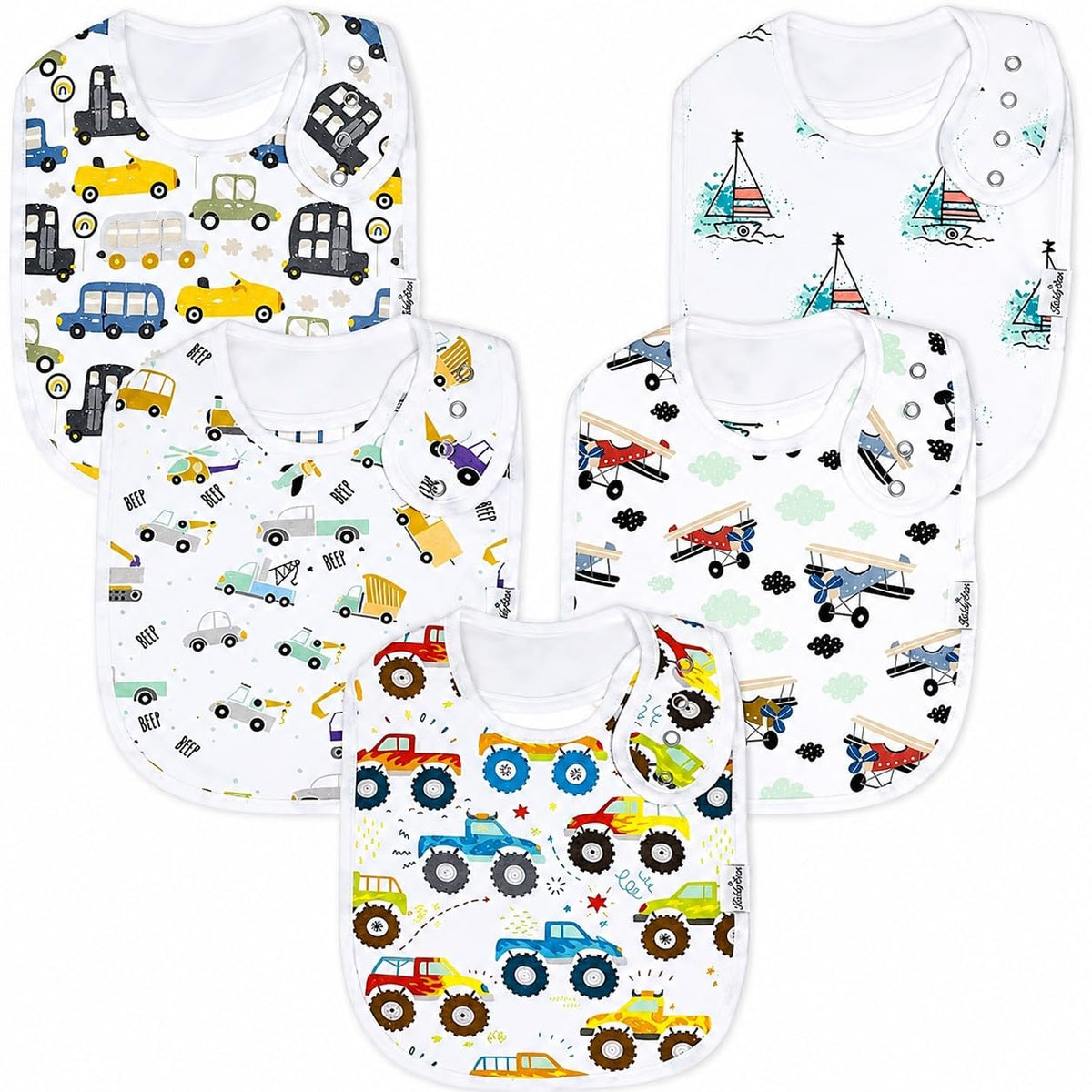 KiddyStar Premium Organic Cotton Bibs for Drooling & Teething Babies