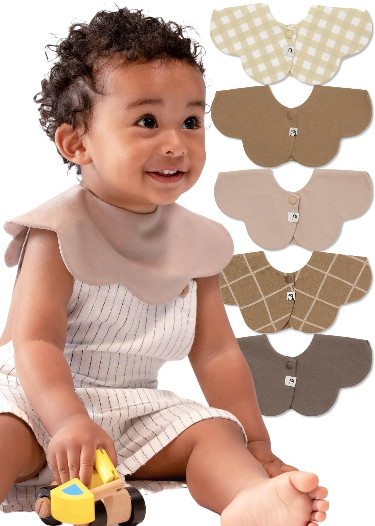 Konny Baby Bib 3/5/7-Pack Set, 360 ° Rotate, Soft and Absorbent Drooling for Toddler Boys Girls Baby Essentials