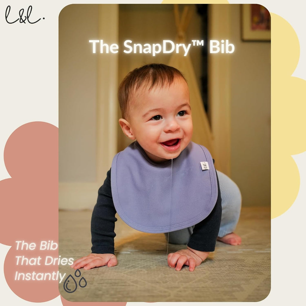 Leya & Lior SnapDry 3-Pack Classic Bibs for Babies – Instant-Dry Absorbent Drool Bibs for Boys & Girls