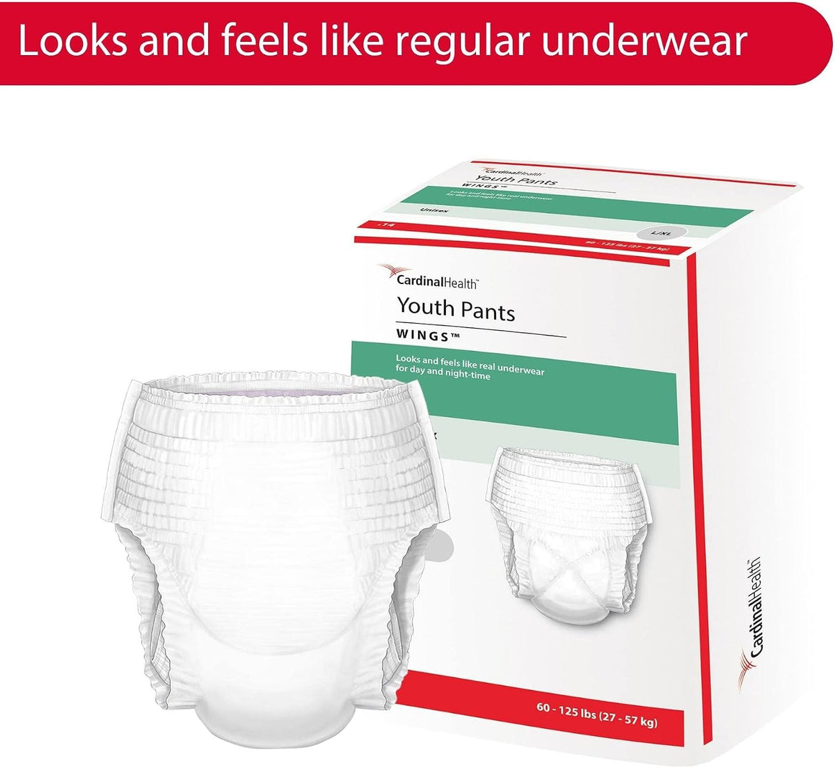 Curity Youth Pants, Unisex-Youth, 14 Count, Heavy Absorbency, Pull-On, Cloth-Like Topsheet, Disposable, Size Large, 51-70 lbs