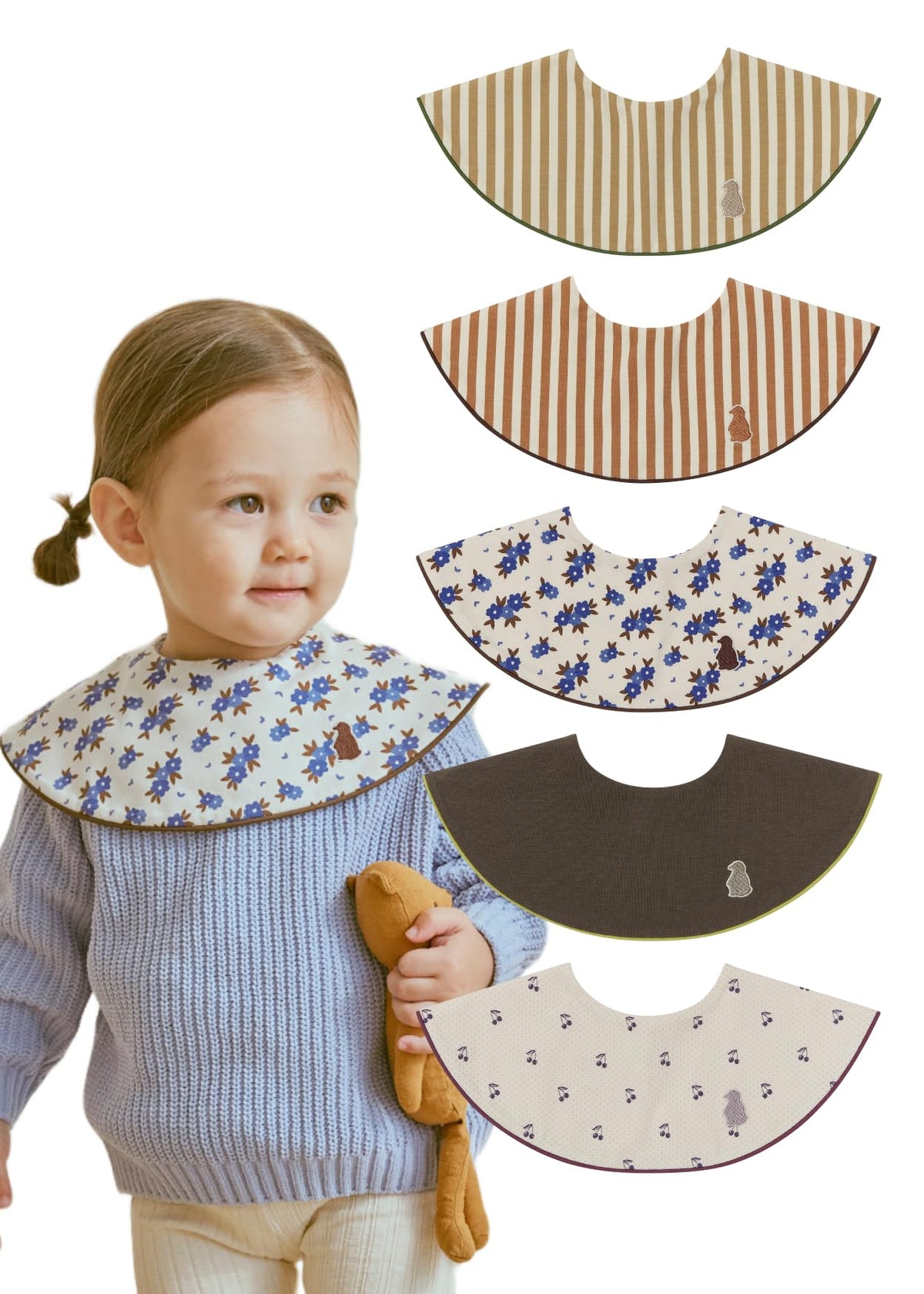 Konny Baby Bib 3/5/7-Pack Set, 360 ° Rotate, Soft and Absorbent Drooling for Toddler Boys Girls Baby Essentials