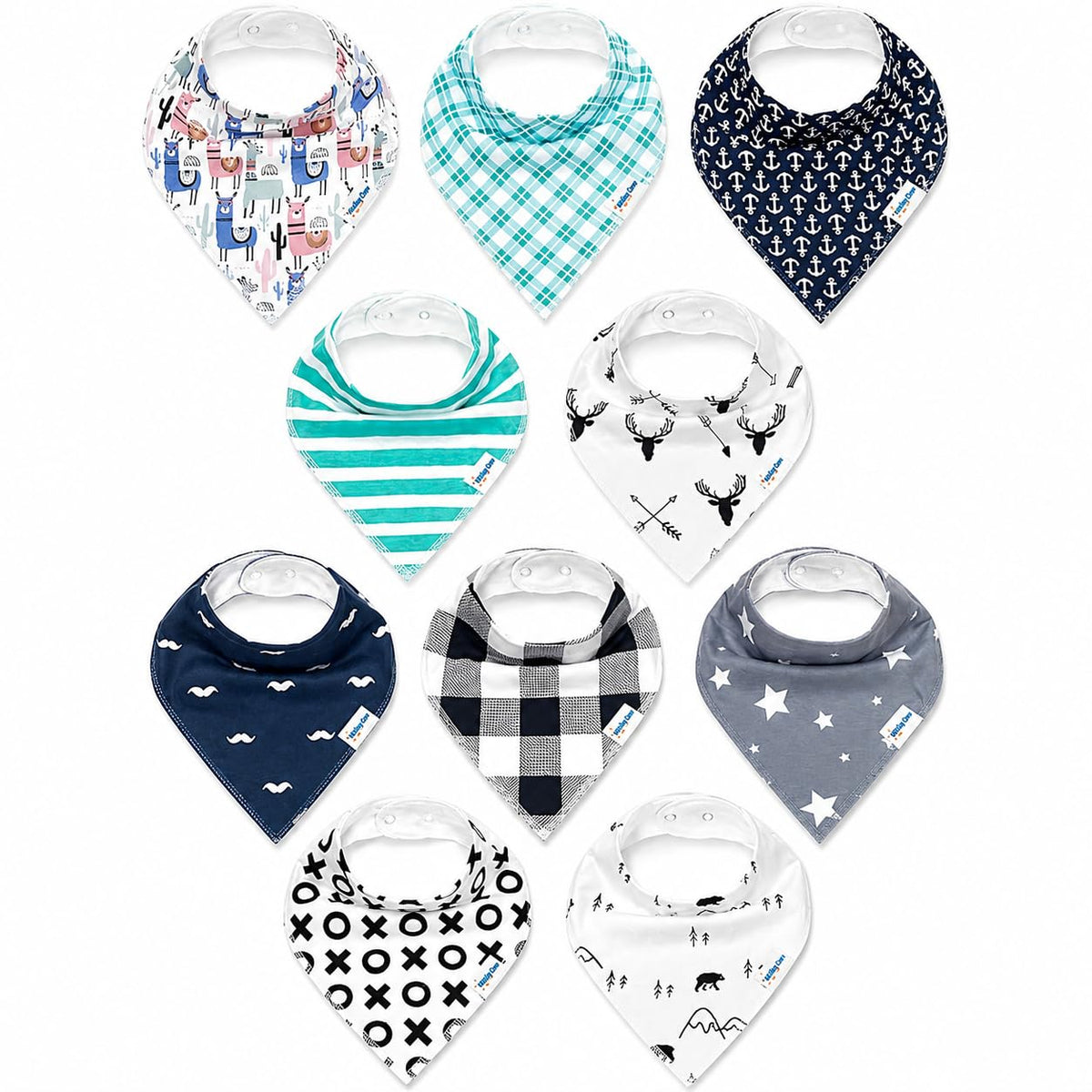 KiddyStar Premium Organic Cotton Bibs for Drooling & Teething Babies