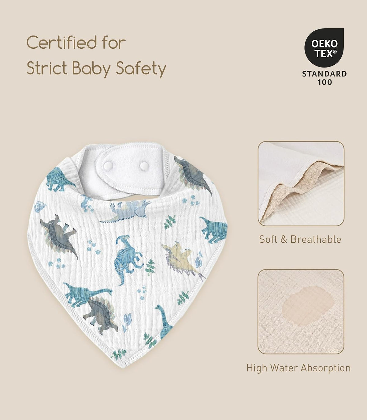 8 Pack Muslin Baby Bandana Bibs for Drooling and Teething