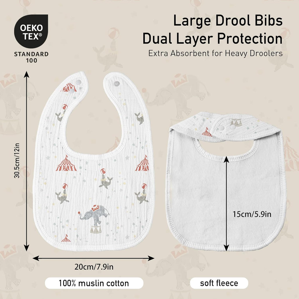 Muslin Bibs for Baby Boy, Adjustable Fit for Drooling and Teething Toddler