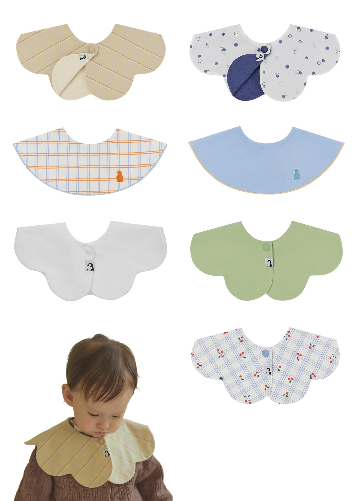 Konny Baby Bib 3/5/7-Pack Set, 360 ° Rotate, Soft and Absorbent Drooling for Toddler Boys Girls Baby Essentials