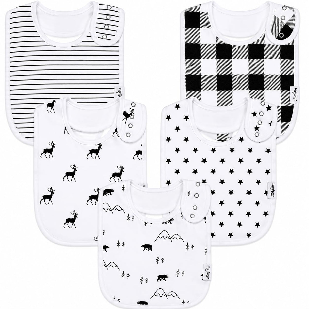KiddyStar Premium Organic Cotton Bibs for Drooling & Teething Babies