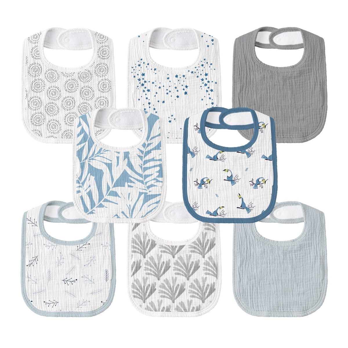 Muslin Bibs for Baby Boy, Adjustable Fit for Drooling and Teething Toddler